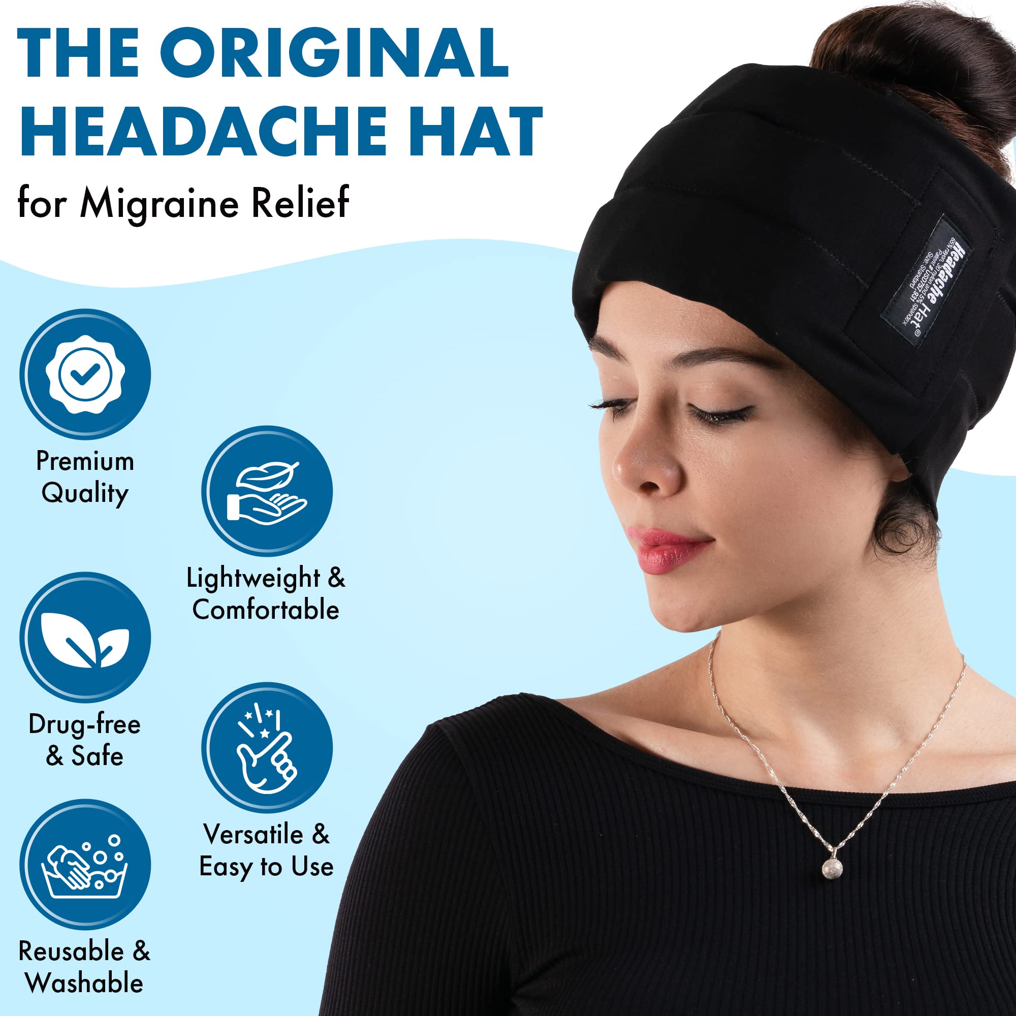 Headache Hat Halo: design reversible pour une utilisation prolongée.