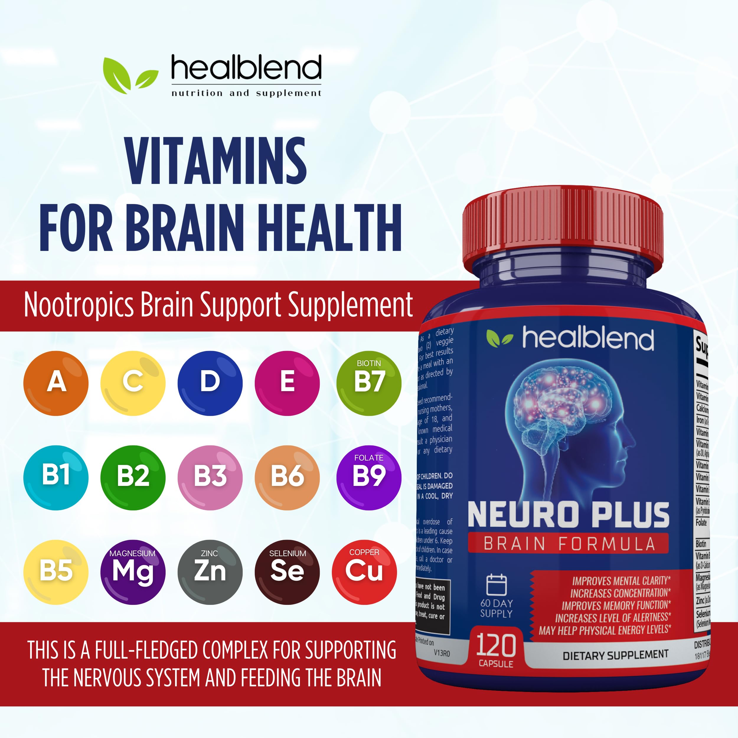 Healblend Neuro Plus : focus et concentration, idéal lors d'études ou travail.