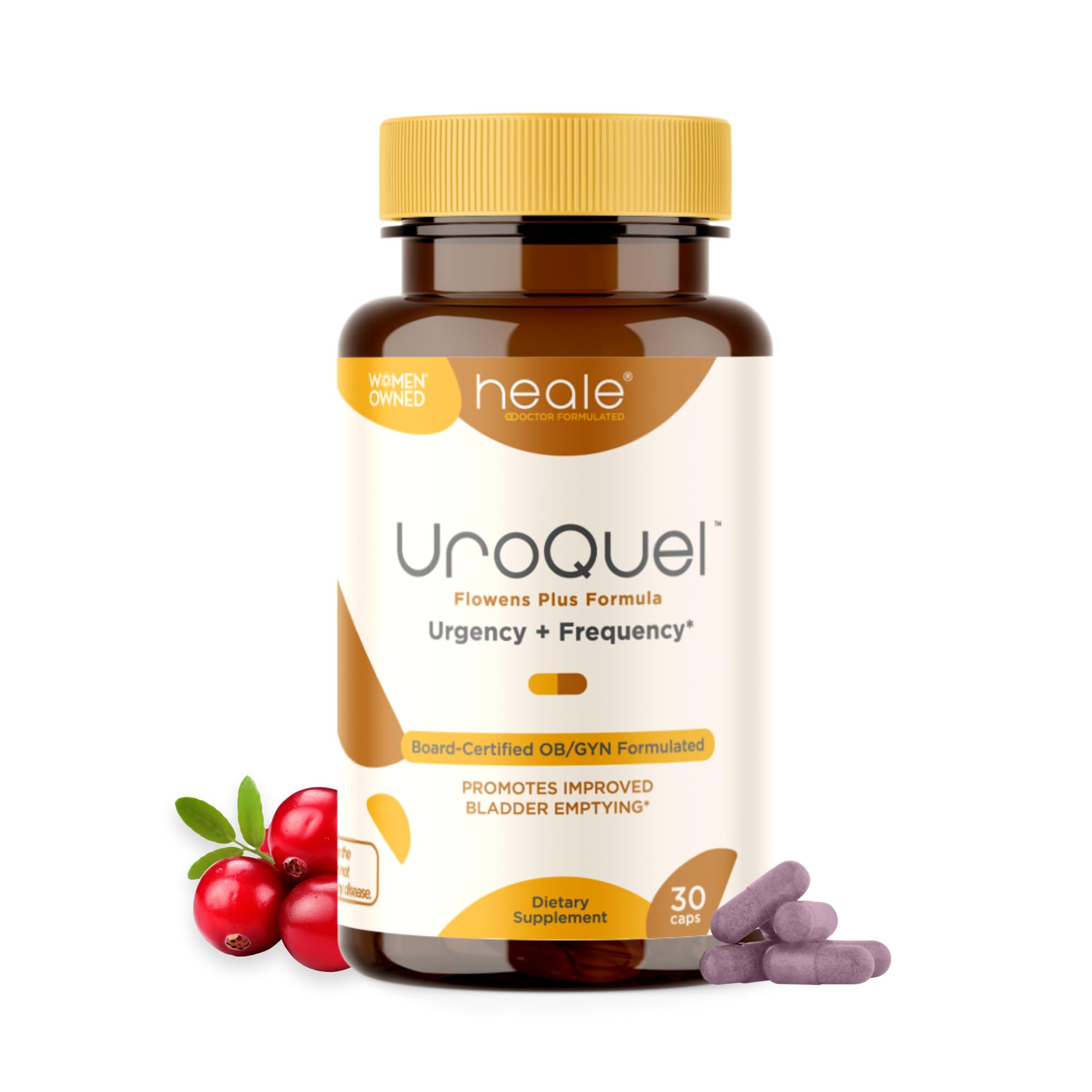 Bouteille Heale UroQuel avec capsules, soutien potentiel du confort urinaire au quotidien.