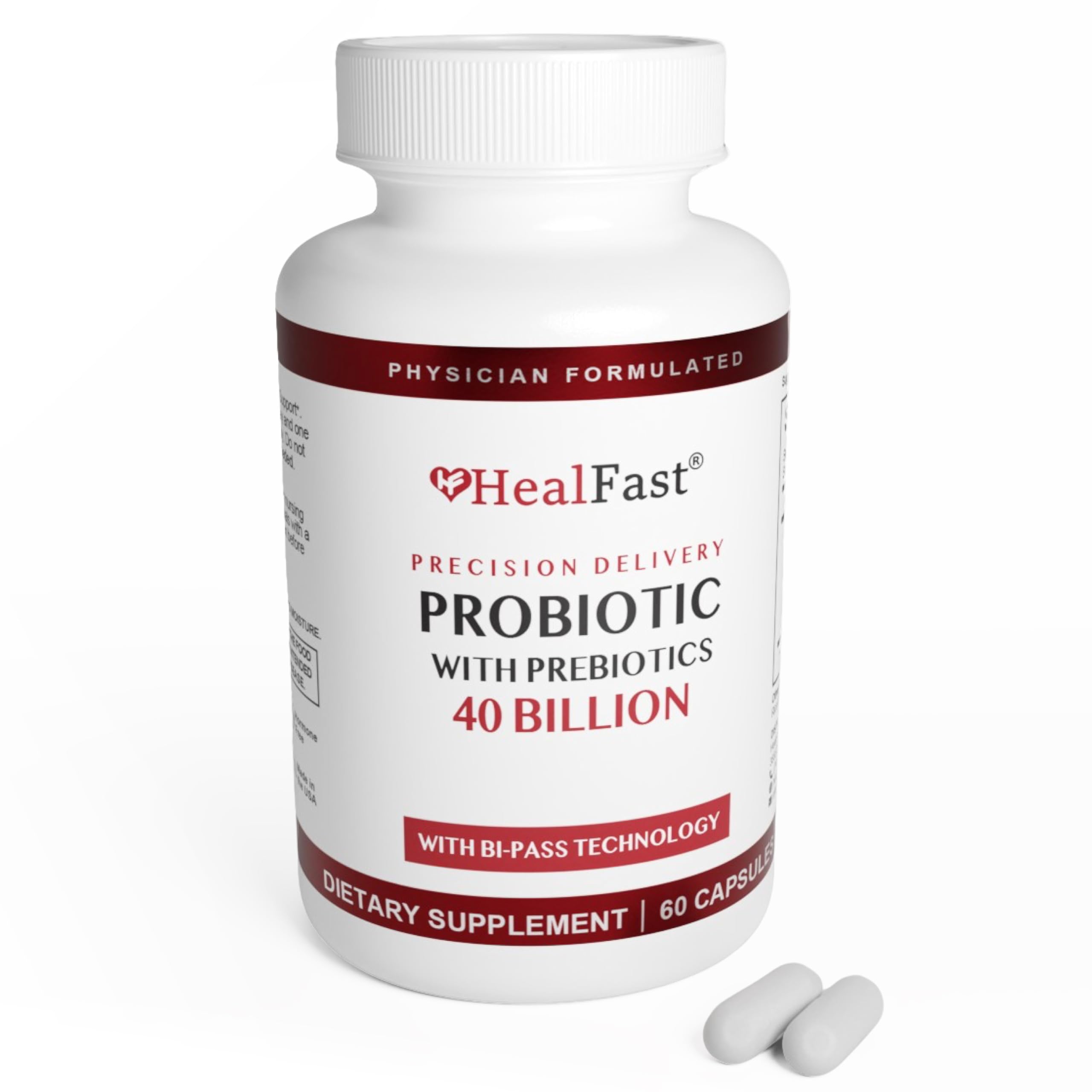 HealFast Probiotique 40 Milliards CFU dans bouteille, soutien digestif potentiel