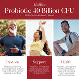HealFast capsules probiotiques 40 Milliards CFU, capsules faciles à avaler