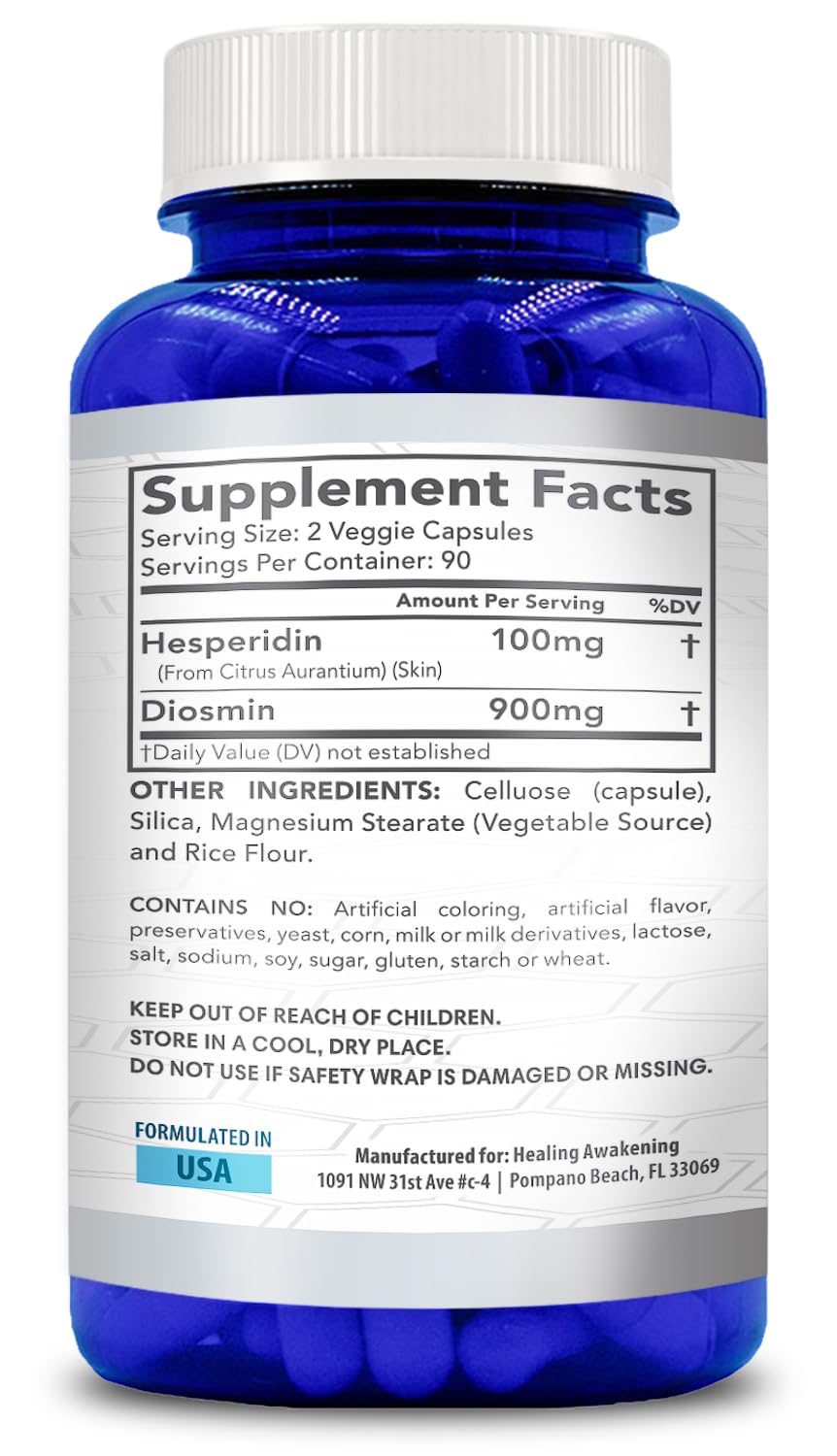 Capsules végétariennes Healing Awakening Hesperidine Plus, faciles à prendre lors des repas.