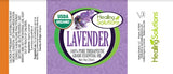 Healing Solutions image étiquette bio lavande, pureté vérifiée.