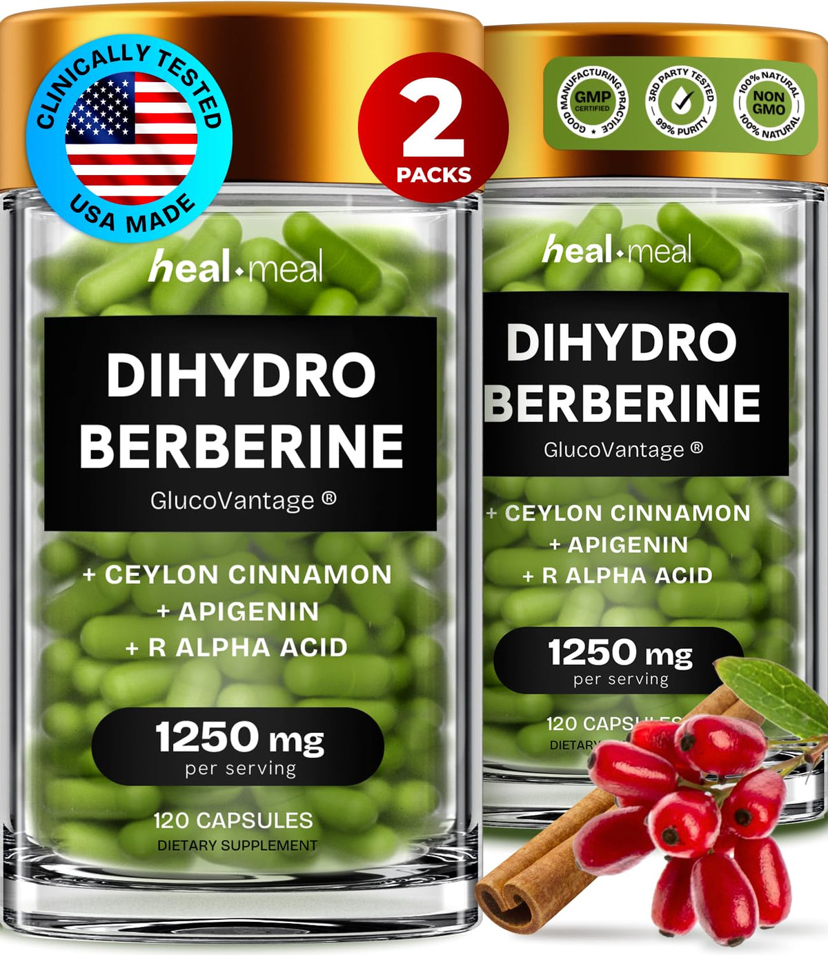 HealMeal Dihydroberberberine – capsules faciles à avaler pour un soutien potentiel