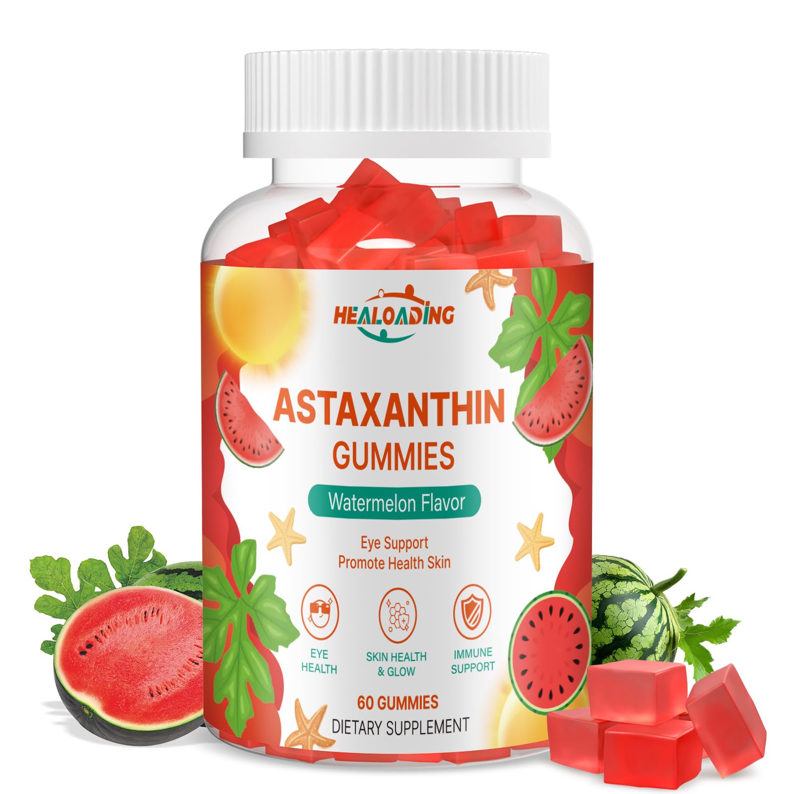HEALOADING Astaxanthine Gummies emballage pratique et portable.