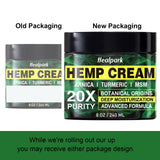 Emballage pratique de 8 oz de crème Healpark au chanvre.