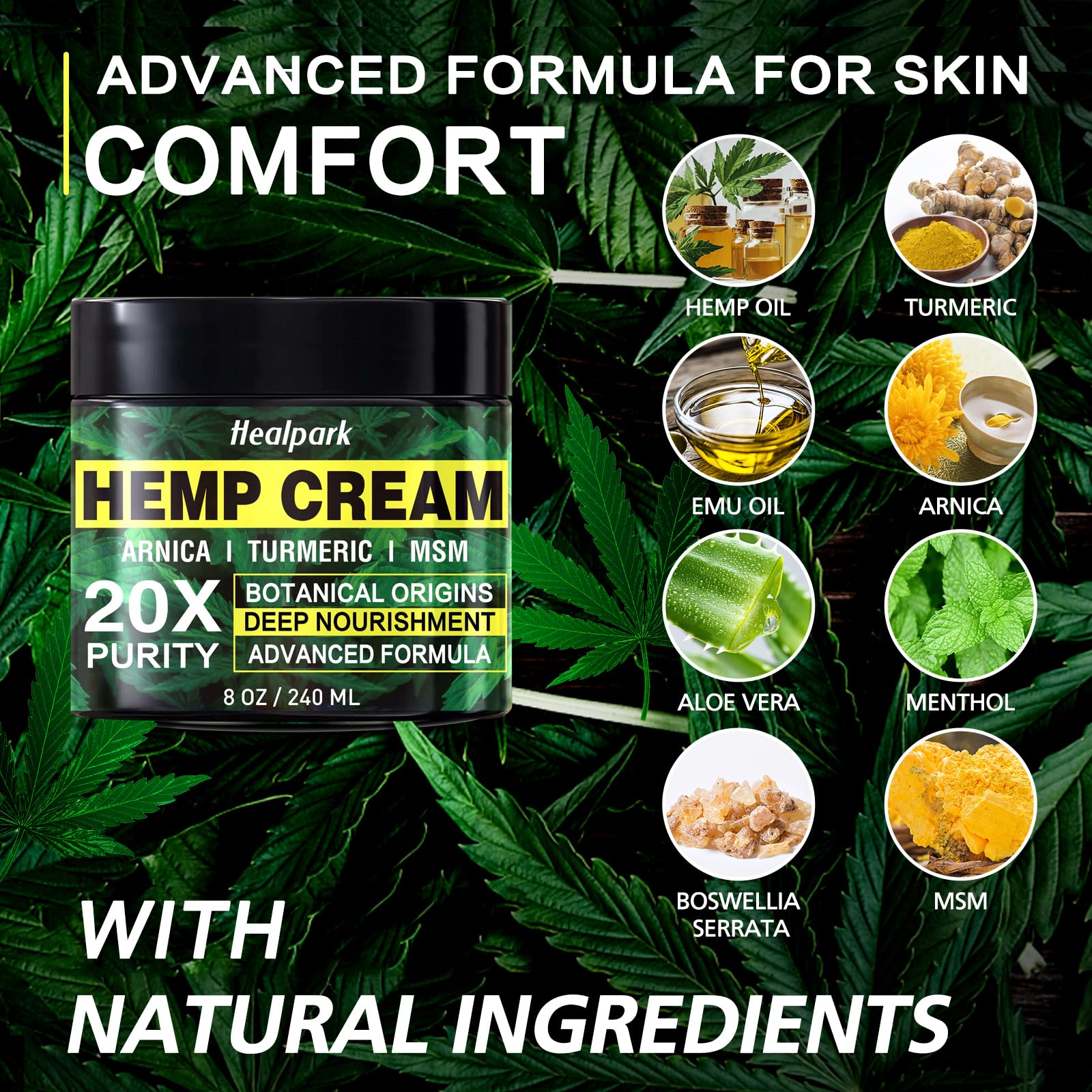 Texture onctueuse de la crème Healpark au chanvre.