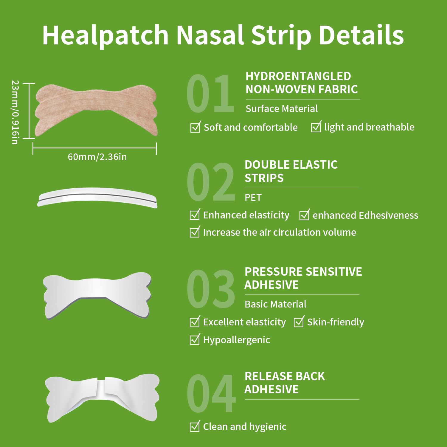 HealPatch bandes nasales – confort nocturne avec maintien fiable pour une nuit paisible.