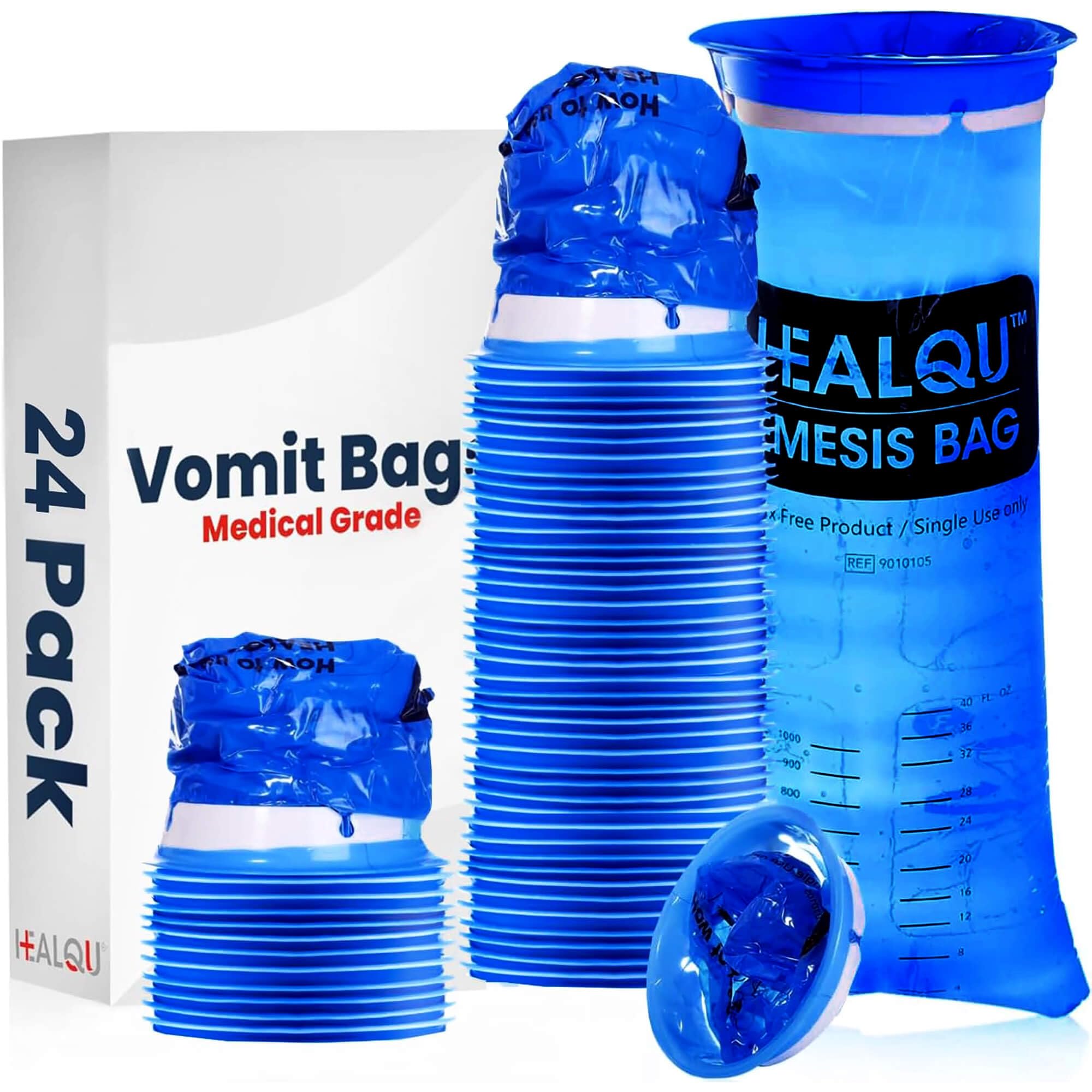 Healqu sacs vomissements 1000ml – ouverture large pour limiter les déversements pendant l'utilisation