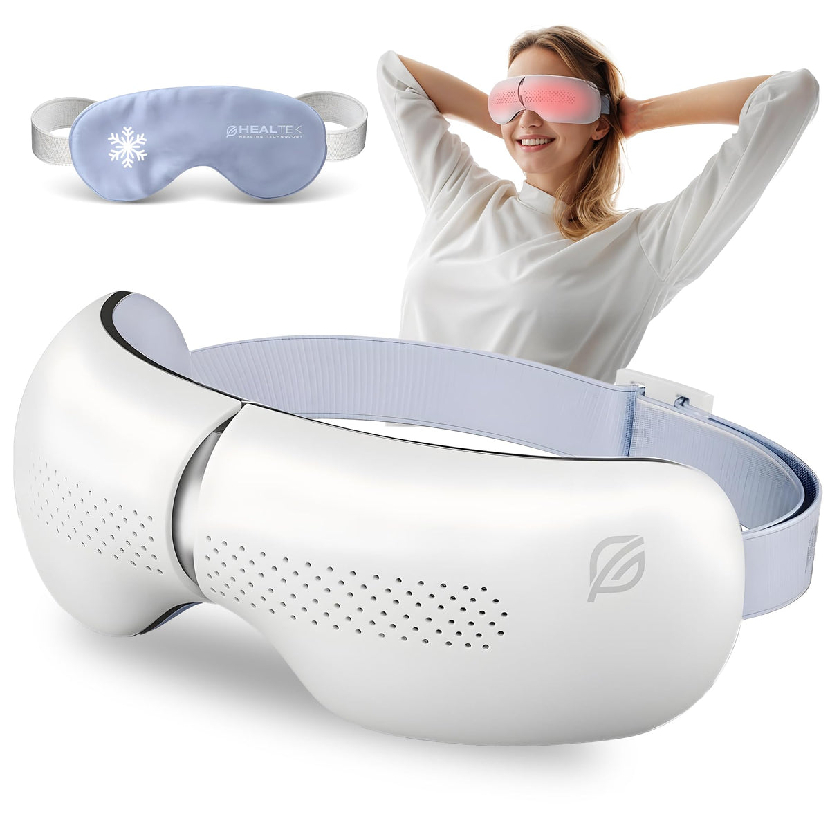 HealTek Masseur yeux avec chaleur pour détente rapide.