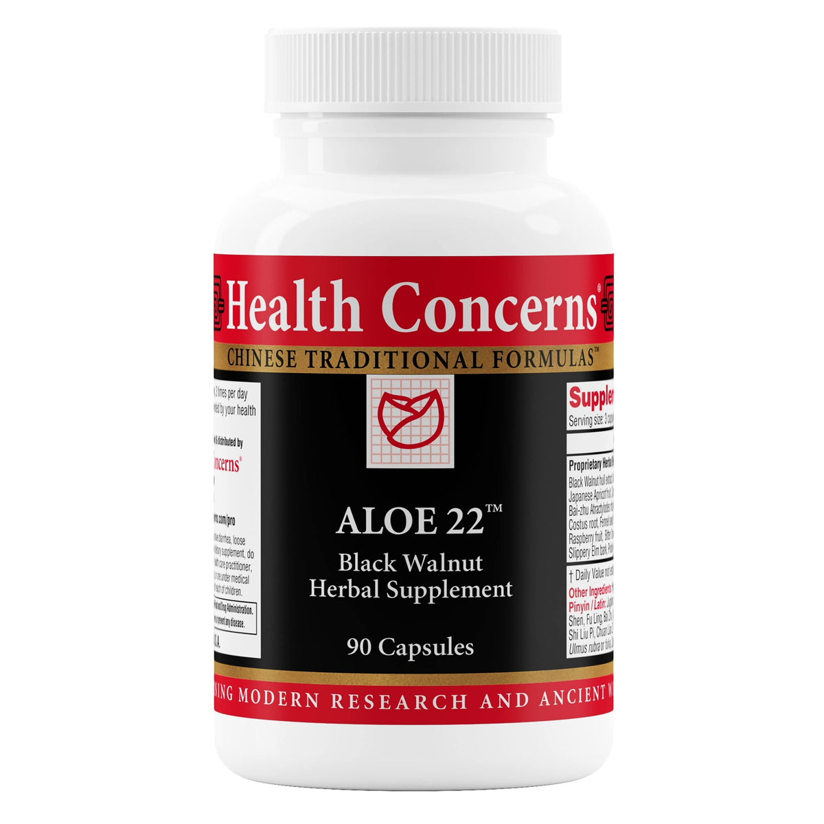 Health Concerns Aloe 22 – Bouteille de gélules, soutien digestif potentiel.
