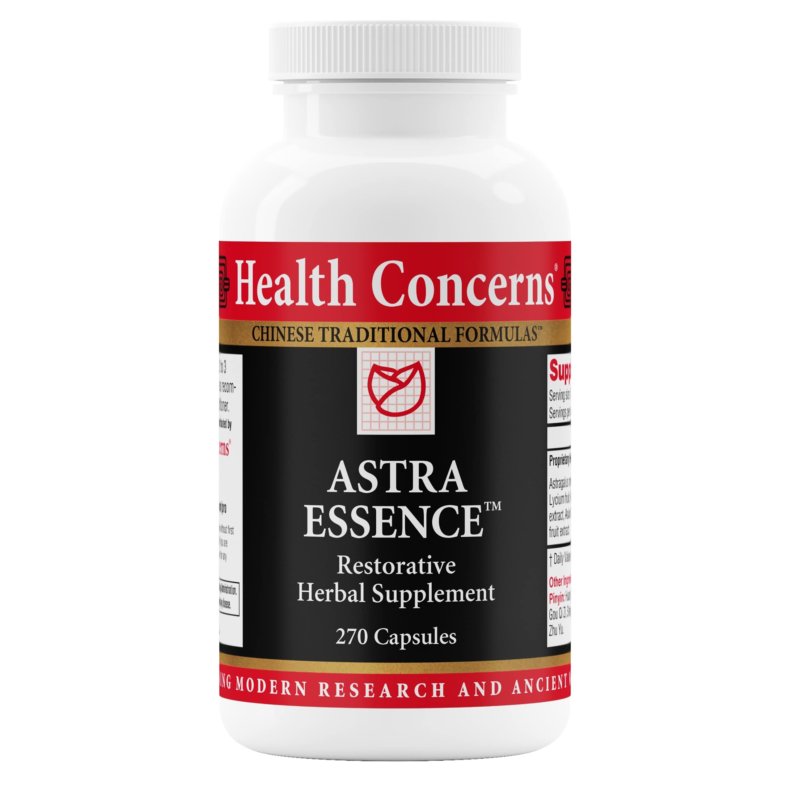 Health Concerns Astra Essence: bouteille ouverte prête pour soutenir énergie et concentration.