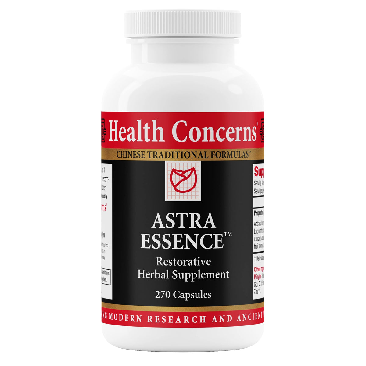 Health Concerns Astra Essence: bouteille ouverte prête pour soutenir énergie et concentration.