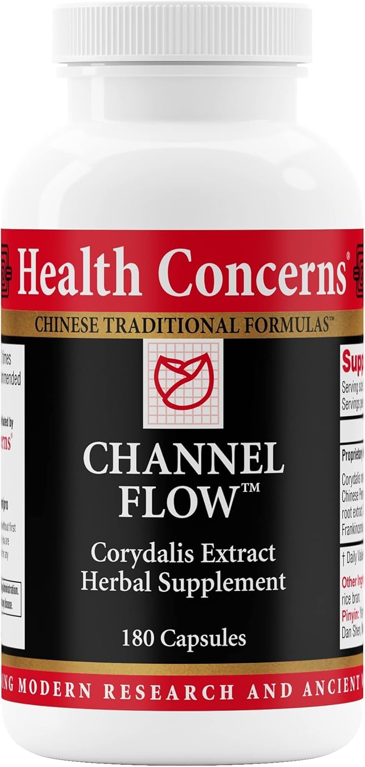 Health Concerns Channel Flow: bouteille de 180 capsules pour le confort quotidien.
