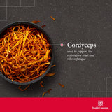 Health Concerns Cordyceps PS – Étiquette claire aidant à comprendre les bénéfices potentiels.