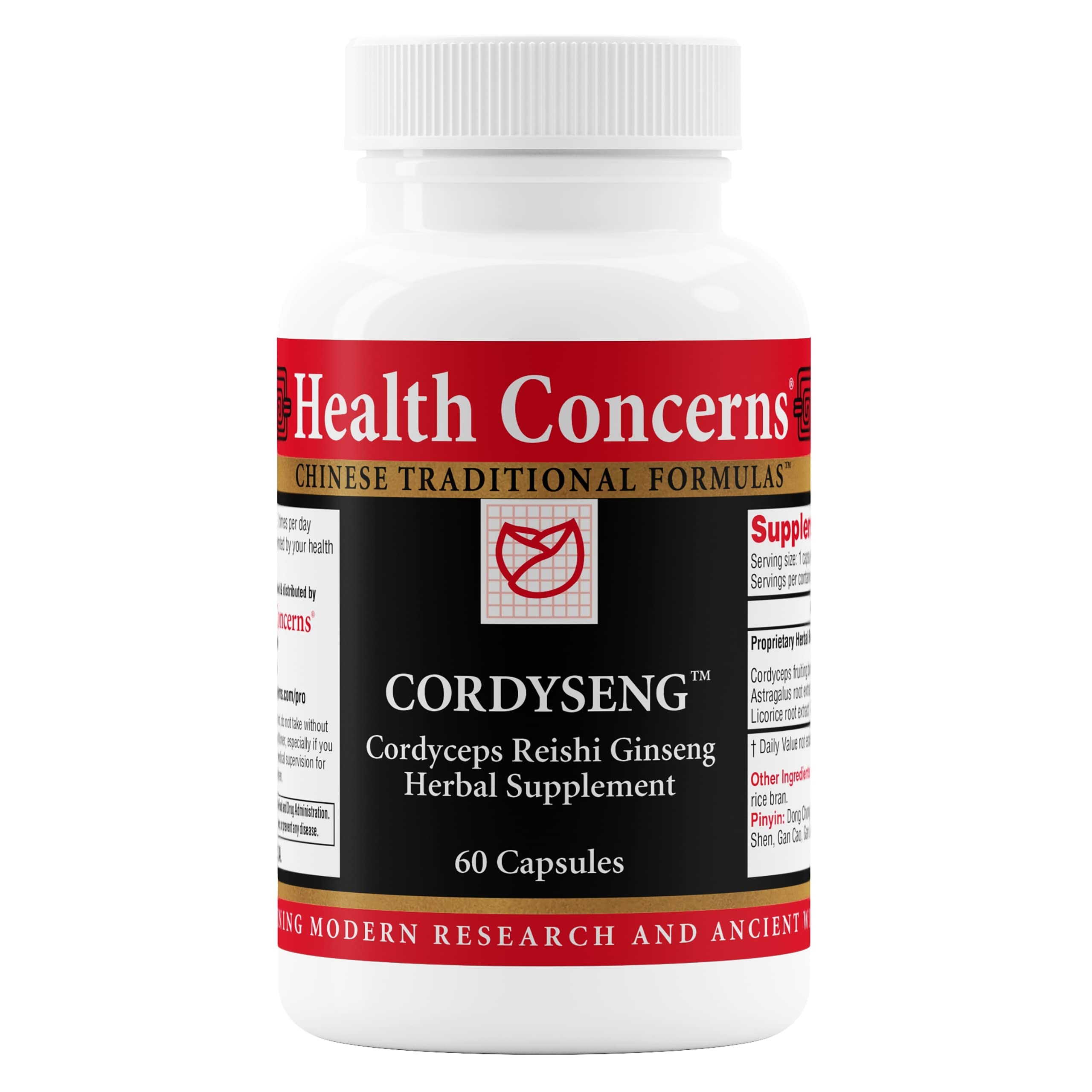 Health Concerns CordySeng — bouteille 60 capsules, soutien potentiel du système immunitaire.
