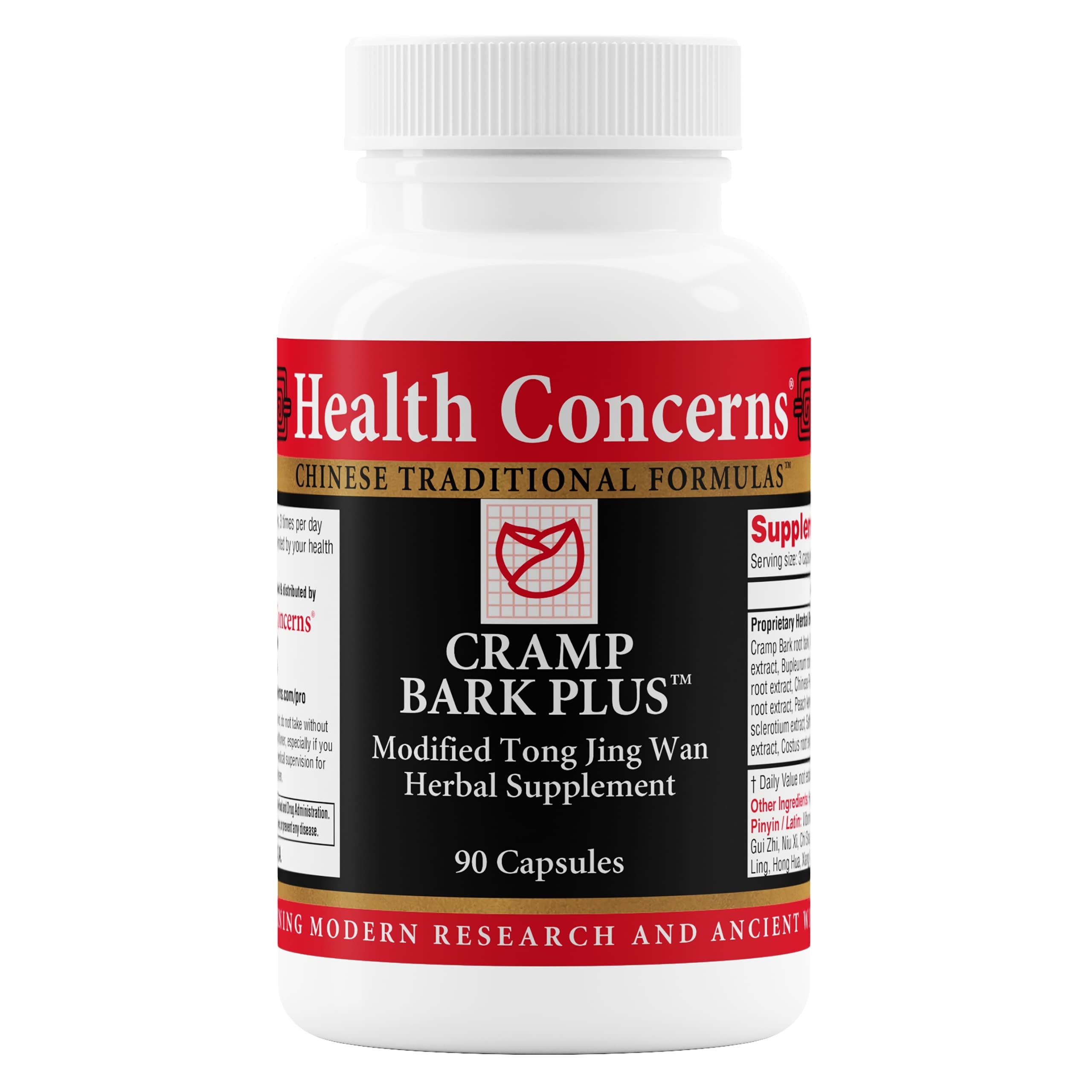 Health Concerns Cramp Bark Plus – Bouteille, soutien du confort menstruel et équilibre quotidien.