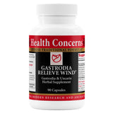 Bouteille Health Concerns Gastrodia Relieve Wind montrant le flacon et le design, soutien potentiel du foie et de la circulation.