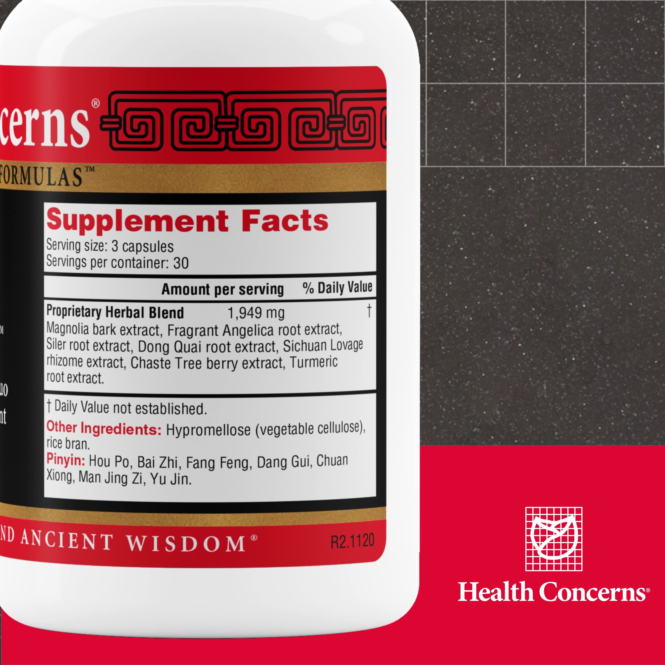 Health Concerns Head-Q: composition herbes traditionnelle pour le confort général.