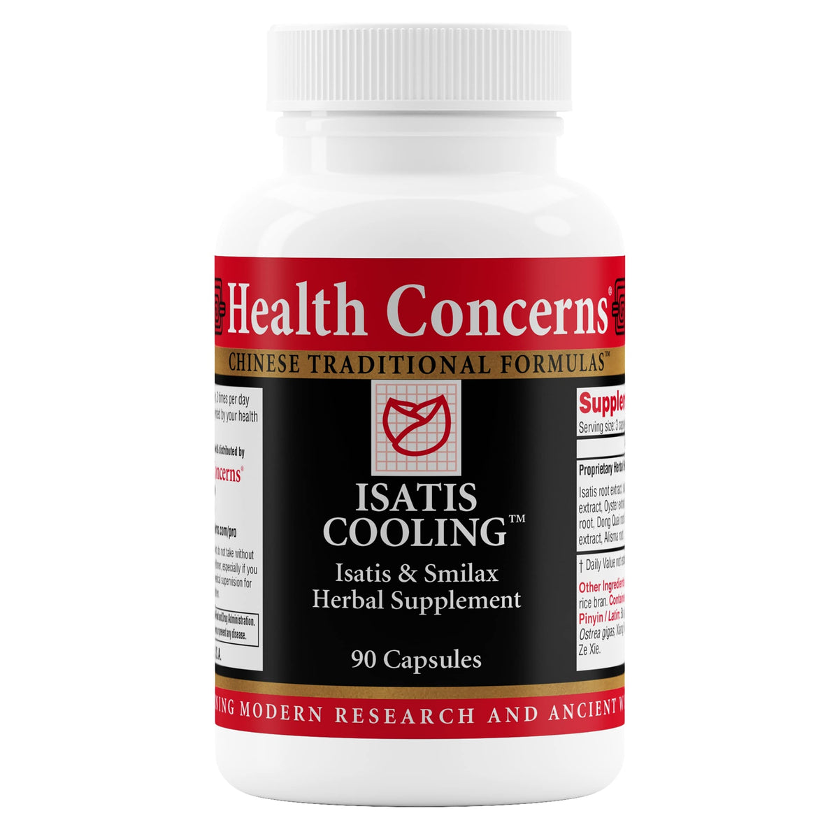 Health Concerns Isatis Cooling — bouteille montrant la formule pour immunité et détox naturelle.