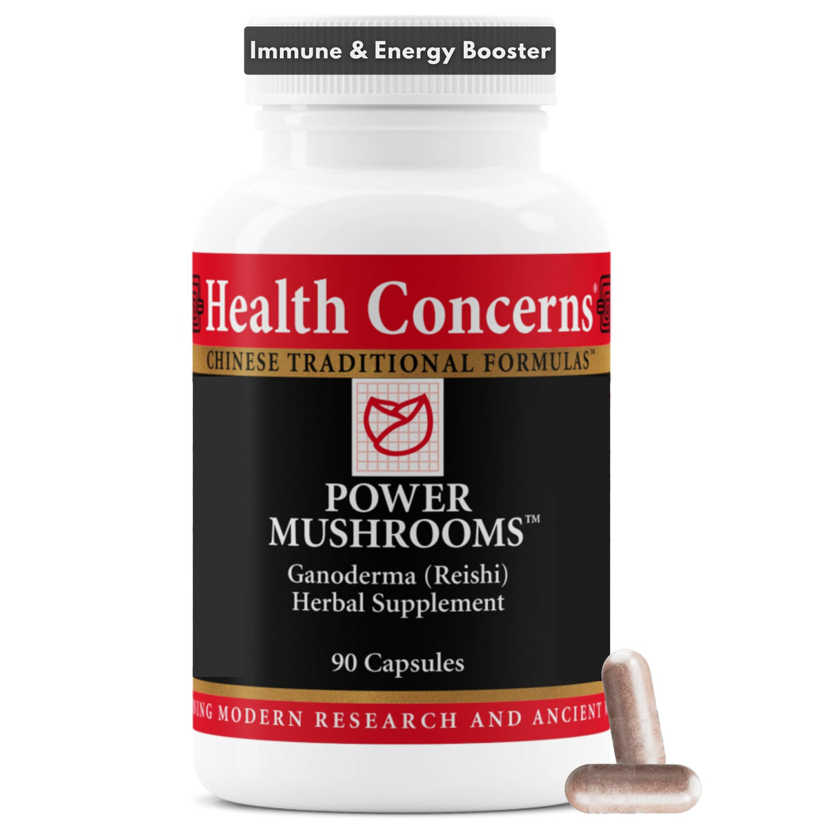 Health Concerns Power Mushrooms: capsules en gros plan pour énergie naturelle.