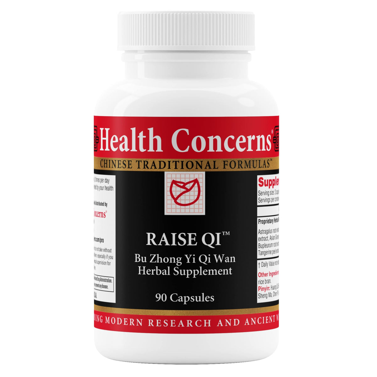 Health Concerns Raise Qi – bouteille visible, soutien potentiel d'énergie au quotidien.