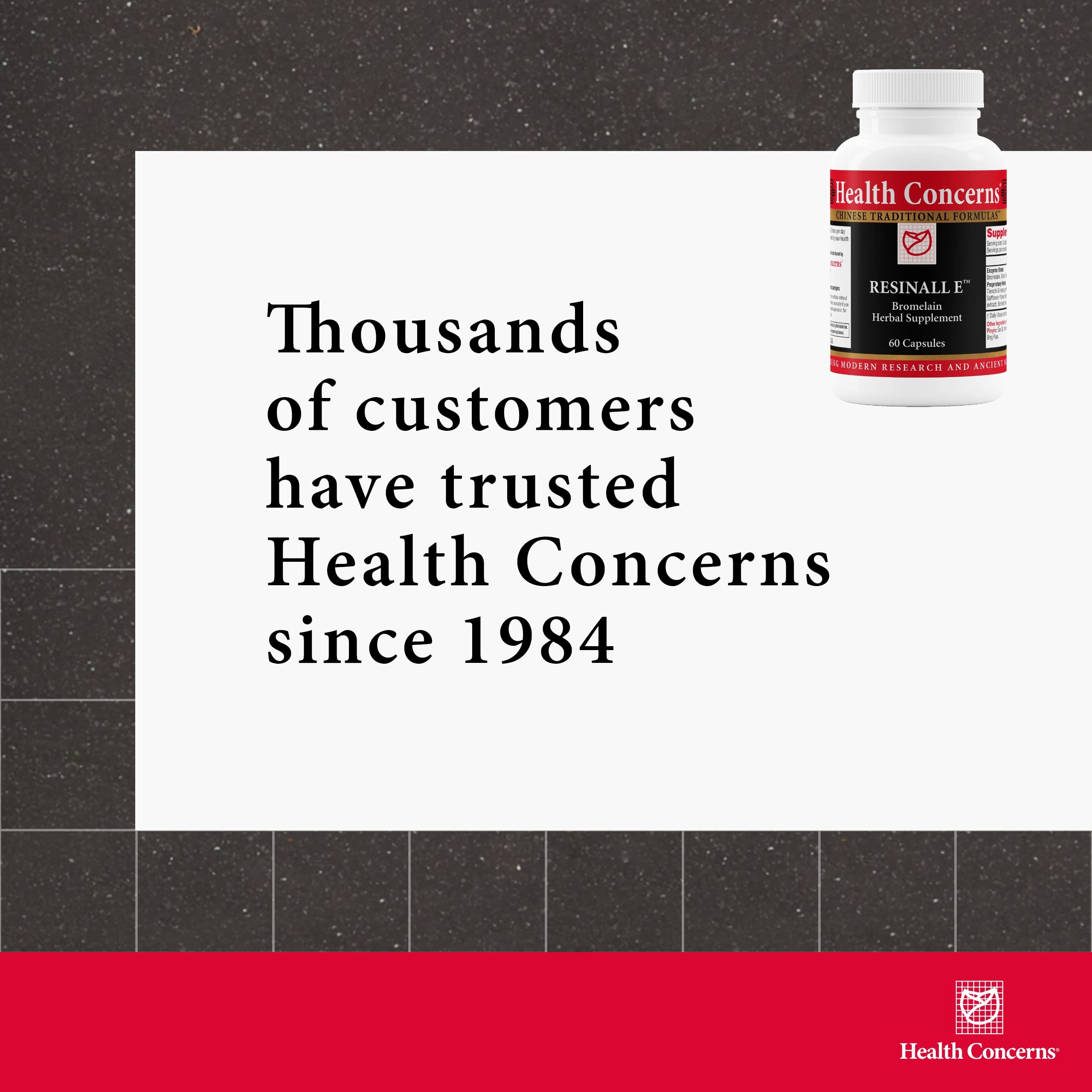 Health Concerns Resinall E – emballage contenant 60 gélules végétales.