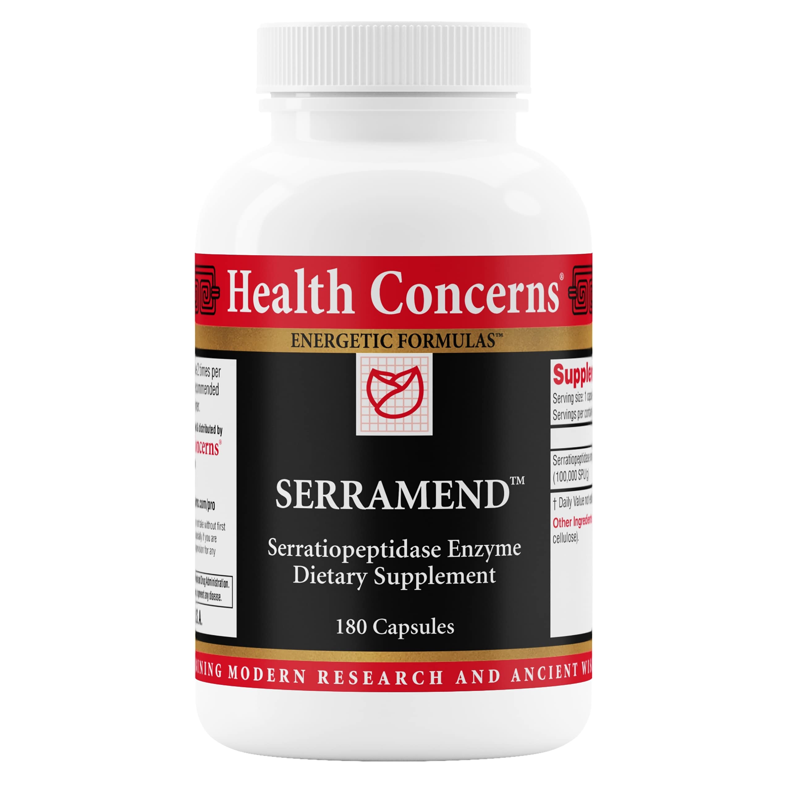 Health Concerns Serramend bouteille visible, soutien immunitaire potentiel.