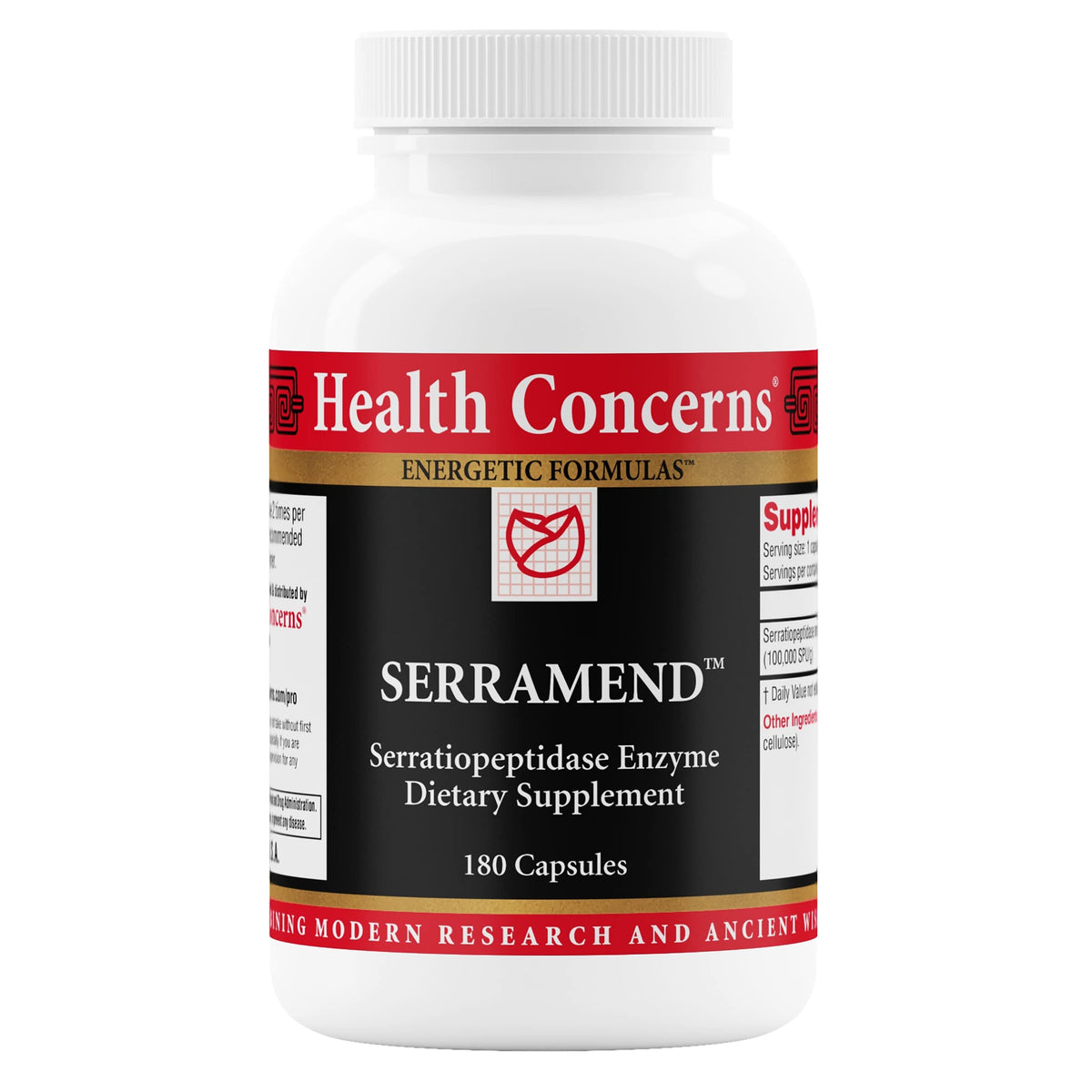 Health Concerns Serramend bouteille visible, soutien immunitaire potentiel.