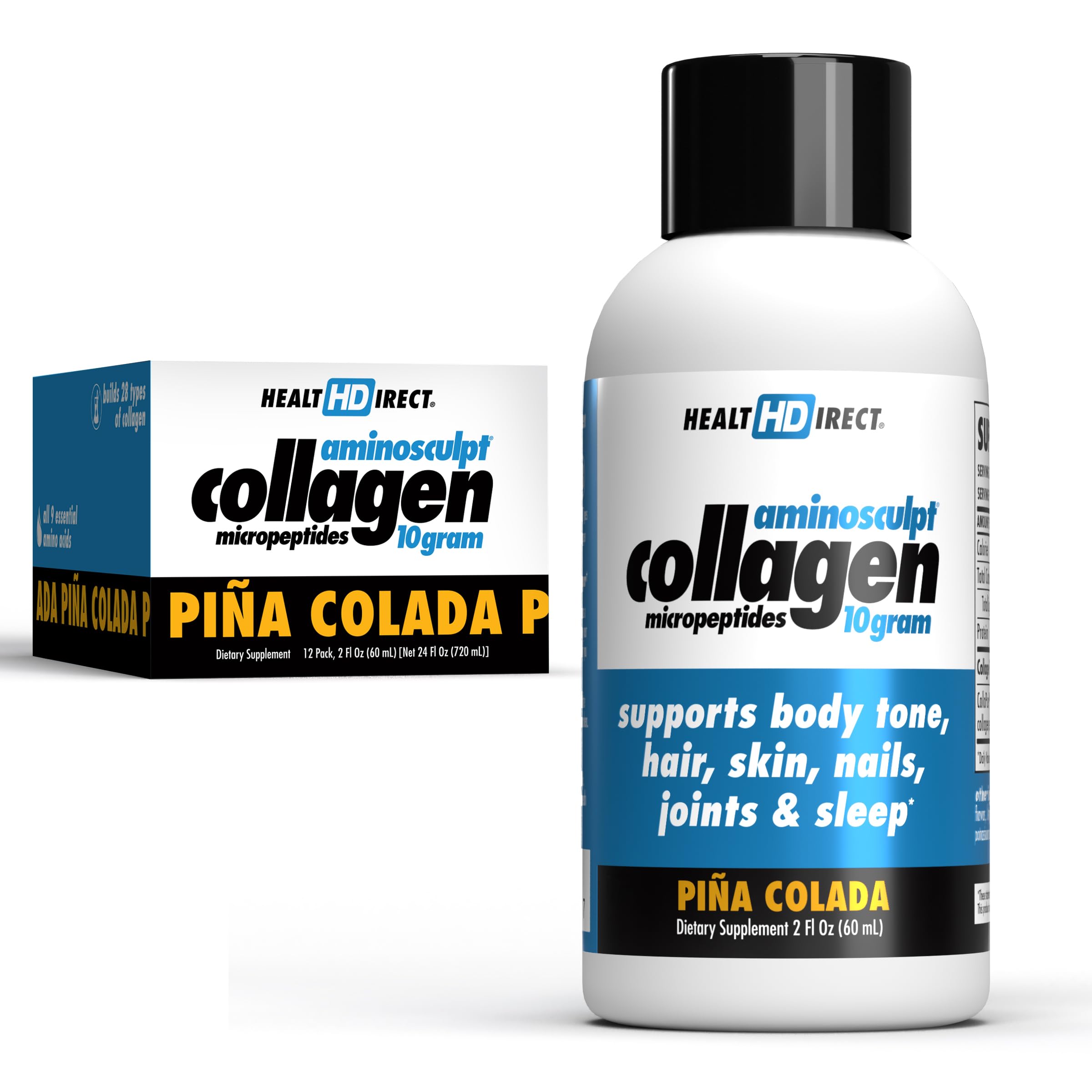 Bouteille AminoSculpt Piña Colada de HEALTH DIRECT prête à boire pour le confort articulaire.