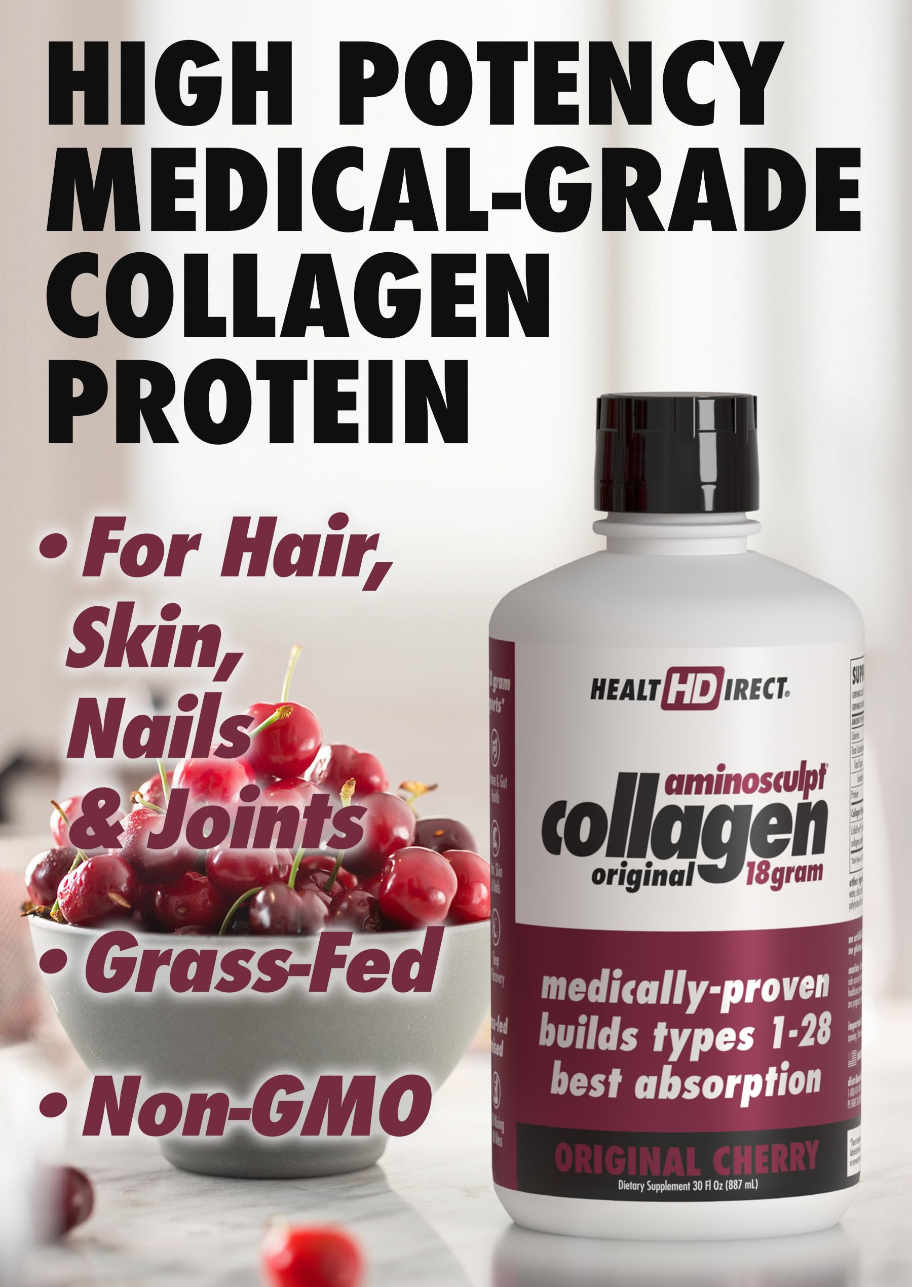 Hydrolyse propriétaire offrant absorption optimale du collagène liquide AminoSculpt.