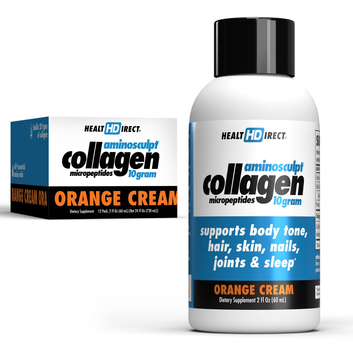 HEALTH DIRECT AminoSculpt collagène liquide Orange Crème, bouteille prête à boire, peut soutenir cheveux et peau.