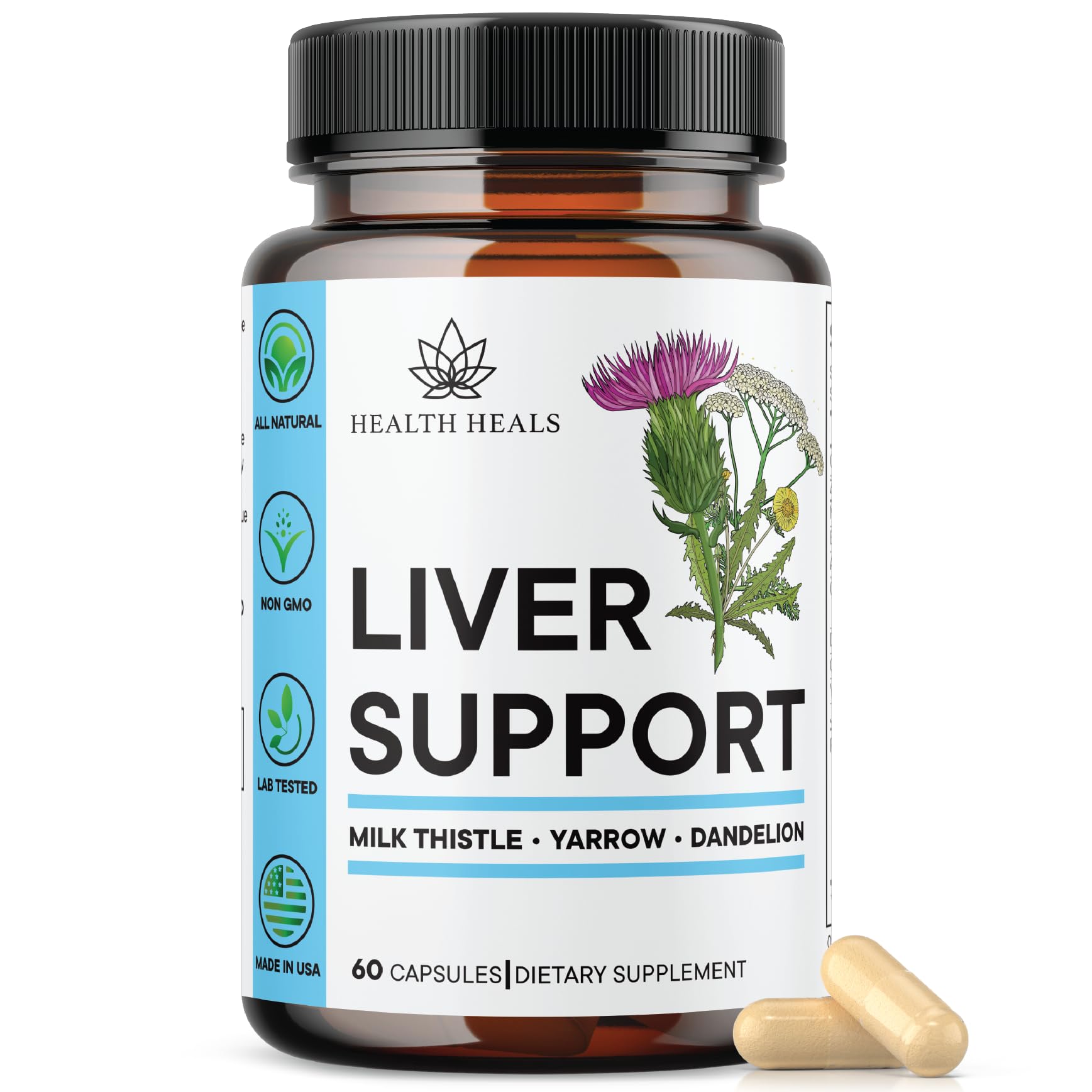 Health Heals Liver Cleanse & Repair : bouteille et gélules, soutien potentiel du foie au quotidien.