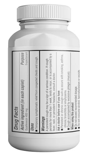 HEALTH LFE caplets guaifenesin 400 mg – prise avec eau pour fluidifier le mucus