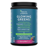 Health Logics Glowing Greens – bouteille verser pour une utilisation quotidienne facile.