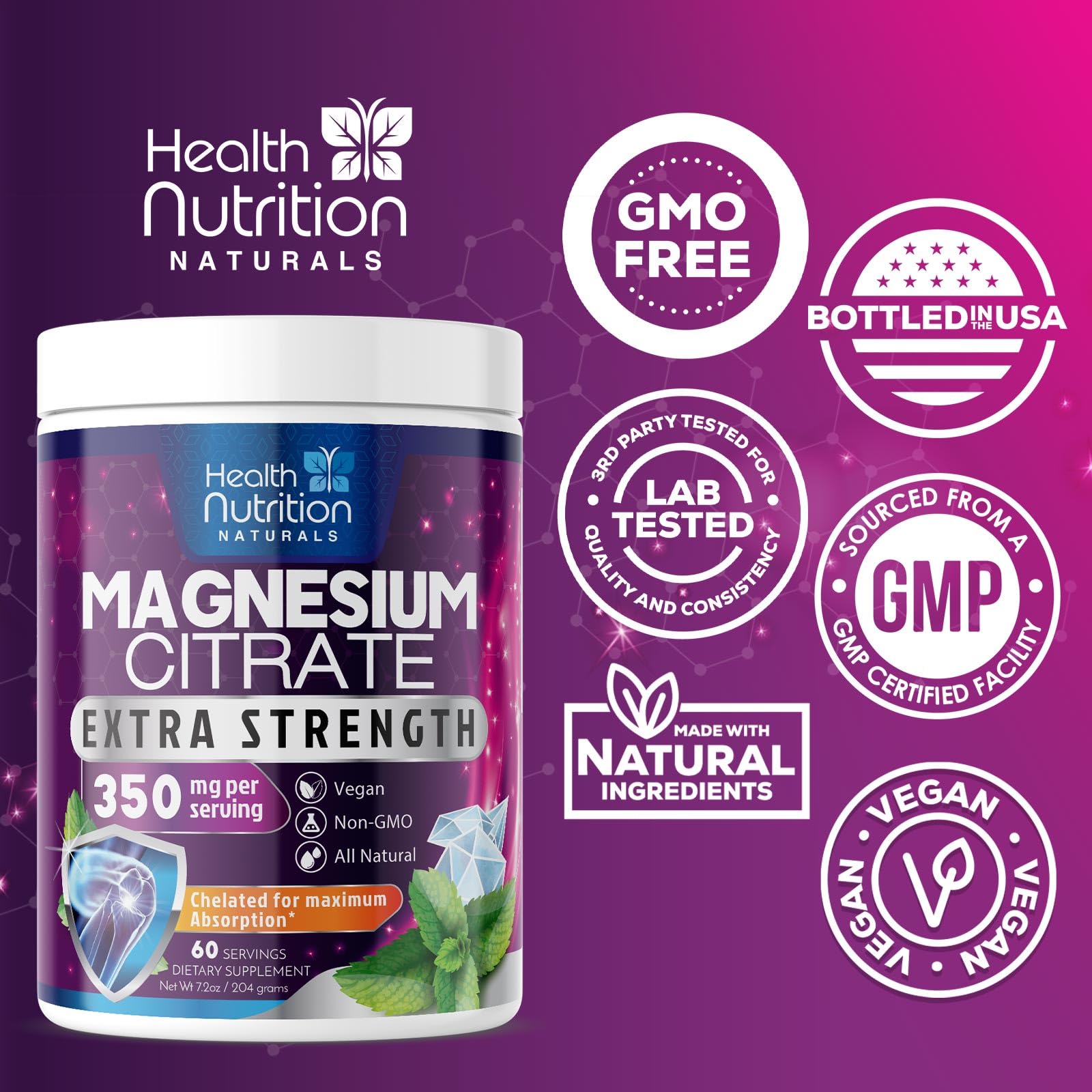 Health Nutrition Naturals Aquamin améliore l'absorption du magnésium pour un effet quotidien