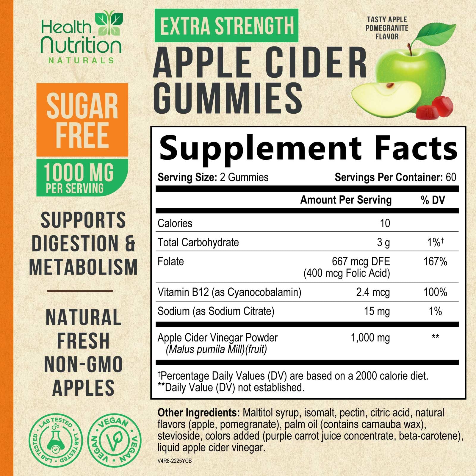 Gommes ACV sans sucre Health Nutrition Naturals emballage