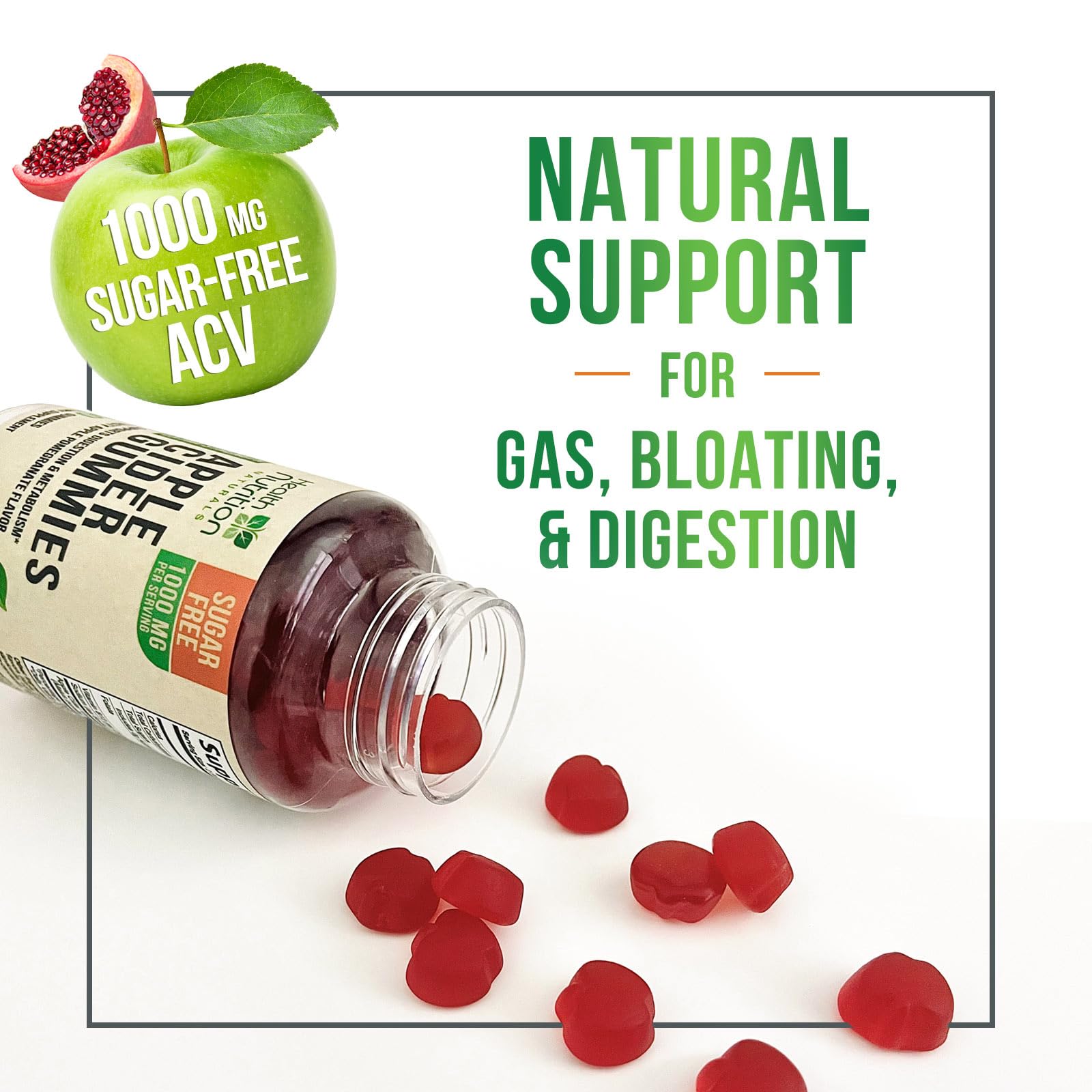 Gommes ACV avec mère Health Nutrition Naturals sur fonds neutre
