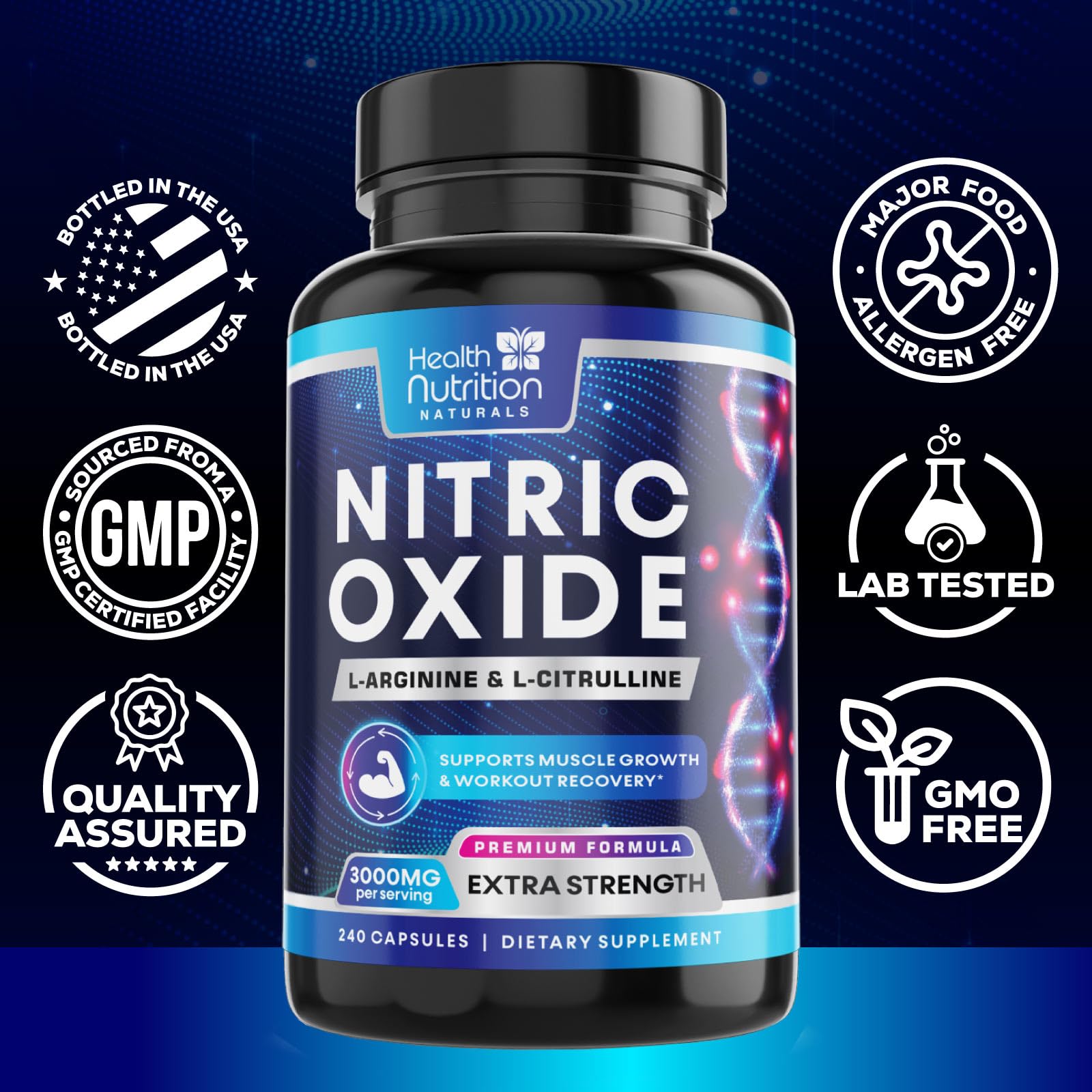 Health Nutrition Naturals ingrédients arginine et citrulline de haute qualité.