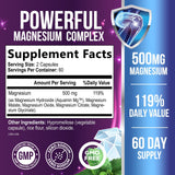 Health Nutrition Naturals Magnesium Complex Capsules, gros plan sur les gelules a haute absorption.