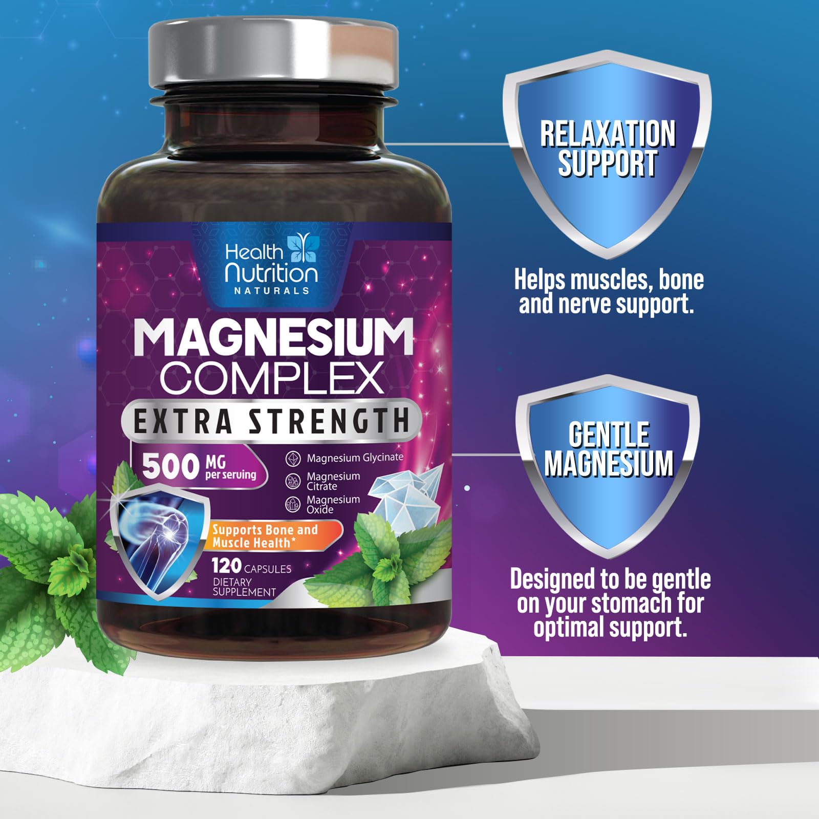 Health Nutrition Naturals Magnesium Complex Capsules Ouvertes, facile a verifier le contenu et dosage.