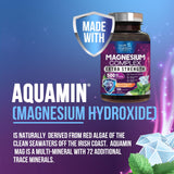 Health Nutrition Naturals Magnesium Complex Etiquette Zoom, etiquette claire pour dosage quotidien.