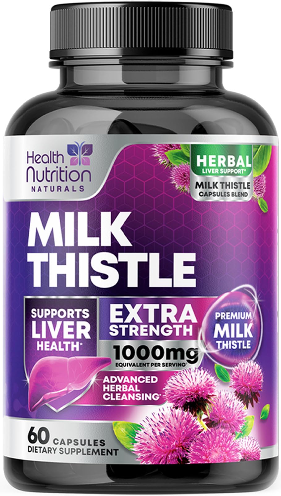 Health Nutrition Naturals capsules Chardon-Marie : soutien hépatique potentiel au quotidien.
