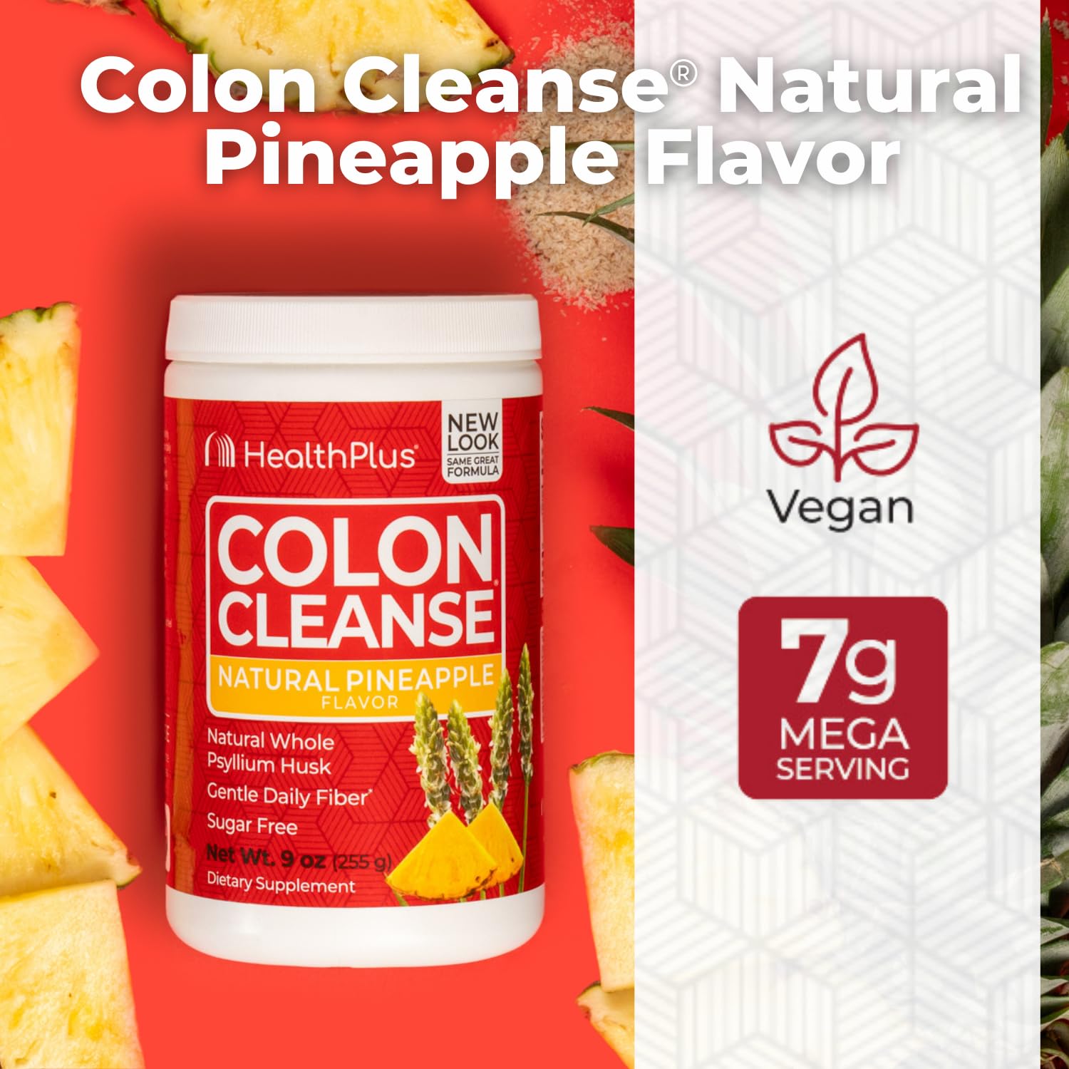Health Plus Colon Cleanse: conteneur 255 g pour 36 portions quotidiennes.