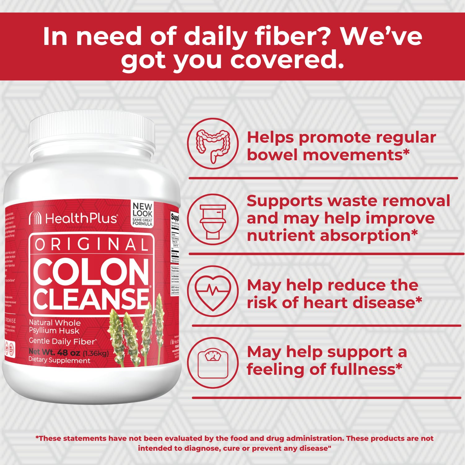 Étiquette Health Plus Colon Cleanse, informations claires sur les ingrédients et l'utilisation.