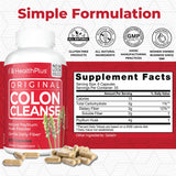 Health Plus Colon Cleanse etiquette claire indiquant mode d'emploi