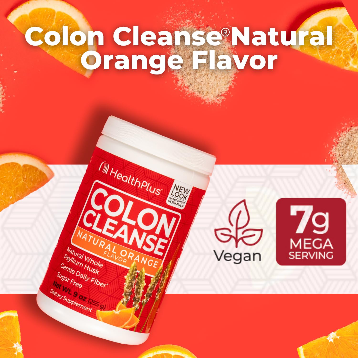 Health Plus Colon Cleanse : poudre-psyllium, fibre pour soutenir le transit quotidien.