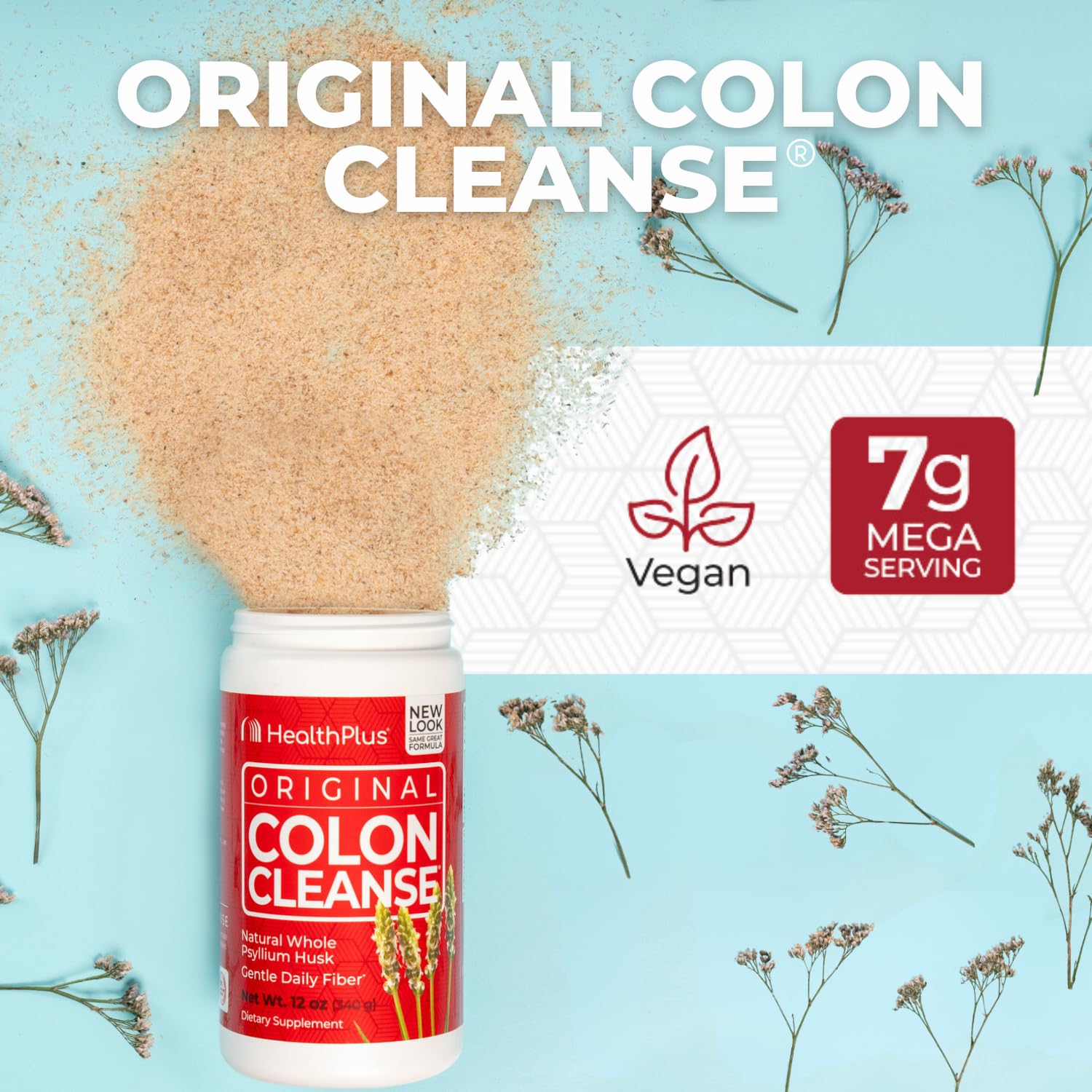 Verre d’eau prêt à mélanger Health Plus Colon Cleanse soutenant la digestion