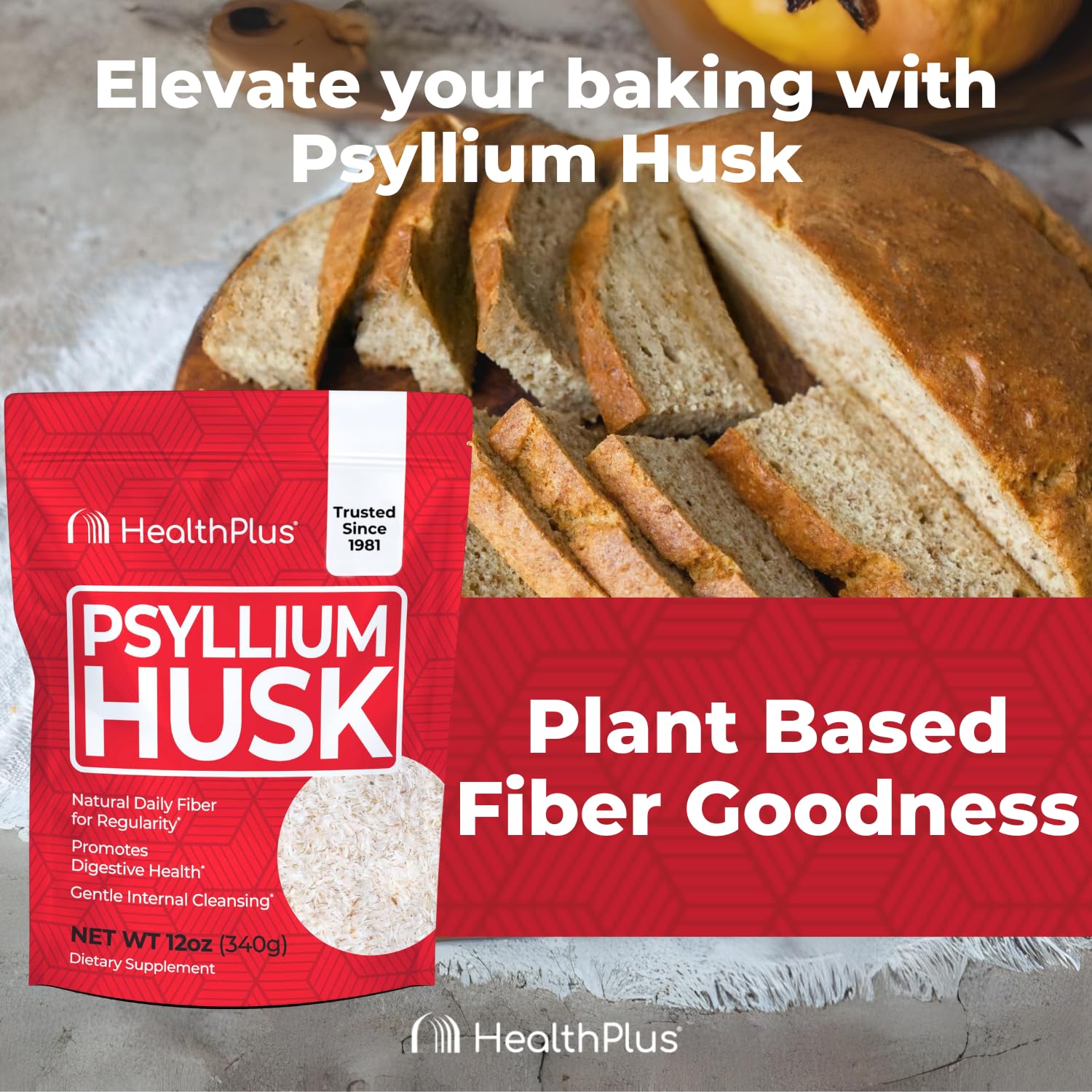 Health Plus psyllium husk épaississant naturel : épaissit soupes et plats sans altérer le goût.