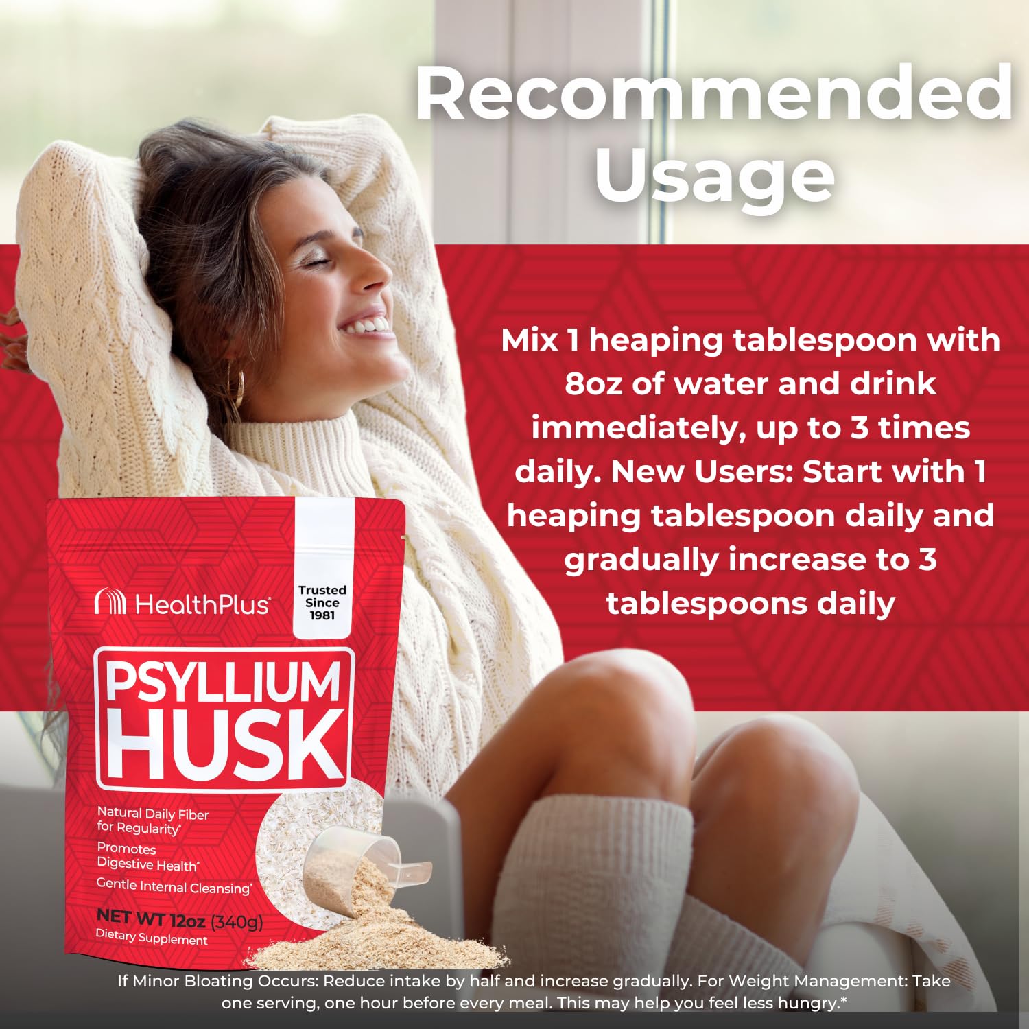 Health Plus psyllium husk petit déjeuner : ajoute des fibres à votre céréale.